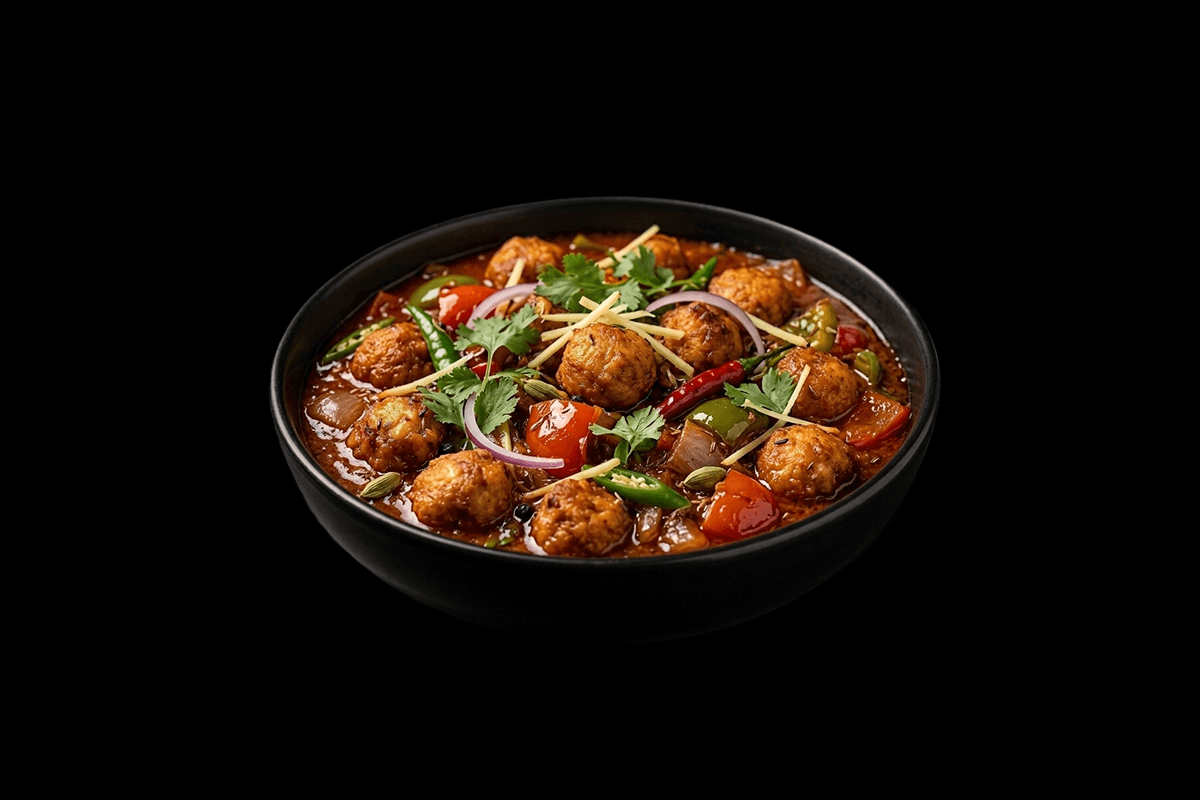Chicken Balls with Jalfrezi curry